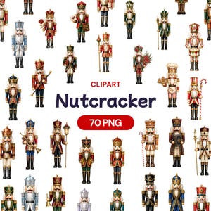 Vintage Nötknäppare Clipart-paket, traditionell kunglig soldatgrafik (70 PNG)