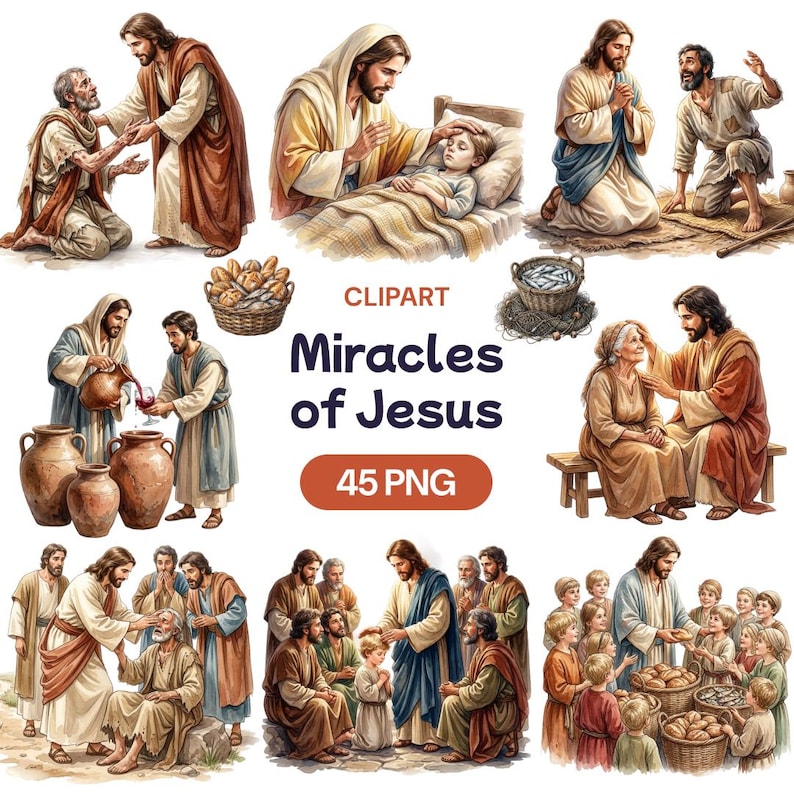 Miracles of Jesus Clipart, Bible Story PNG, Christian Faith Graphic ...