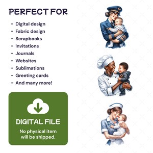 Super Mom Clipart, Cute Watercolor Mama Professions PNG Digital Bundle ...