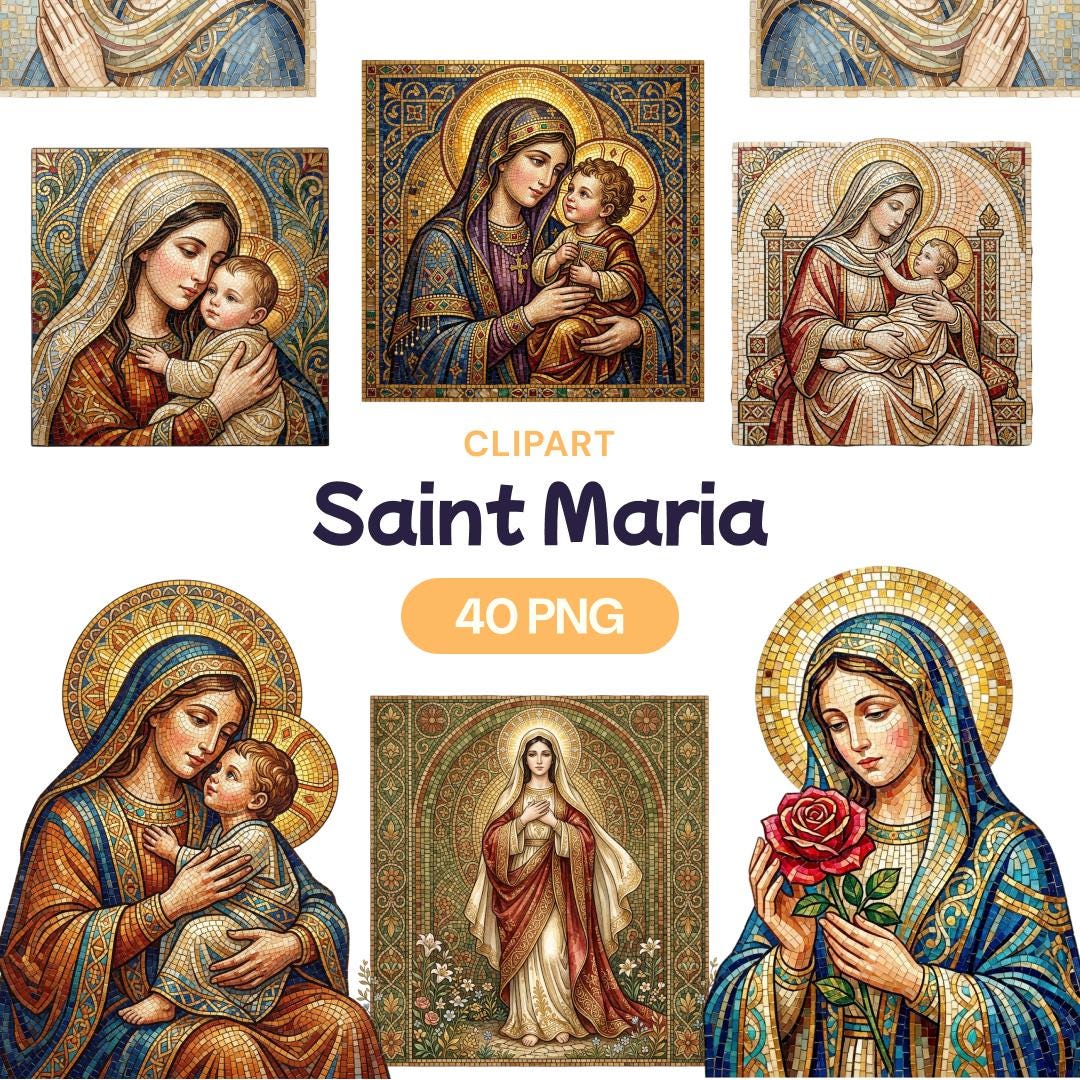 Mosaic Saint Maria Clipart, Virgin Mary PNG, Catholic Mother Graphic ...