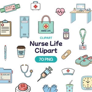 Nurse Life Clipart, Cute Medical Icon PNG, Hospital Sticker Bundle, Healthcare Worker Doodle, Nursing School Art
