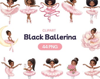 Little Black Ballerina PNG Clipart, Cute Watercolor African American Girl Ballet Dancer, Pink Tutu, Dance Class Party Commercial Use License