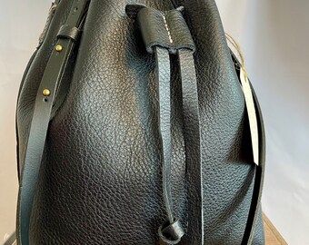 Vegetable tanned Leather Hand Stitched Bucket Bag
