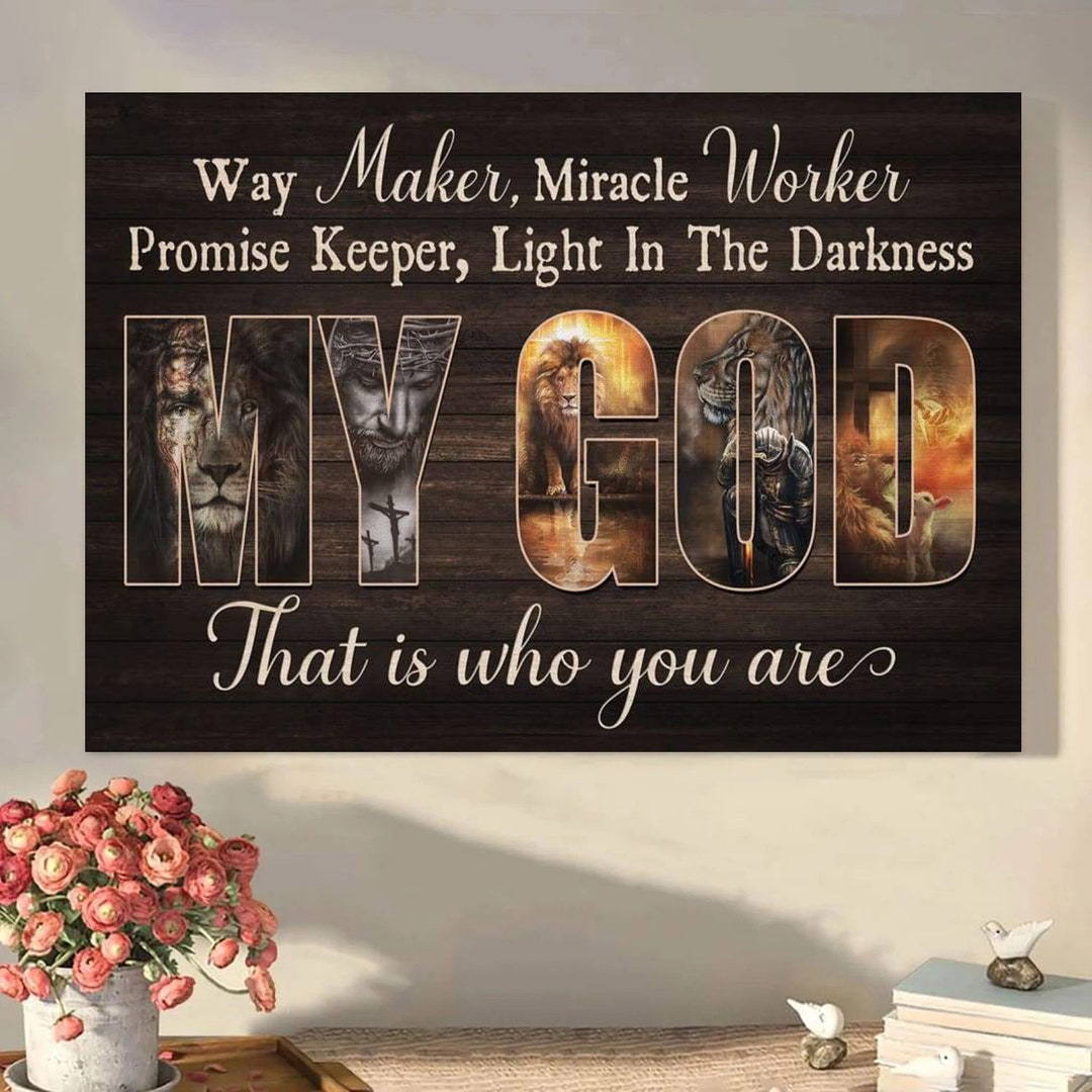Way Maker Jesus Way Maker Miracle Worker Jesus Lion of Judah Canvas Wall Art Canvas ...