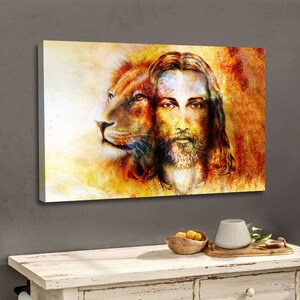 The Lion of Judah Jesus Christ Wall Art Canvas Jesus and Lion Picture Jesus Home Decor God Canvas Prints Jesus Canvas Art Christian Wall Art