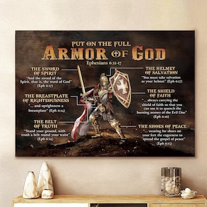 Warrior Of God Put On The Full Armor Of God Canvas Art Bible Verse Wall Art Canvas Wall Art Canvas Picture Home Decor Jesus Christ Gift