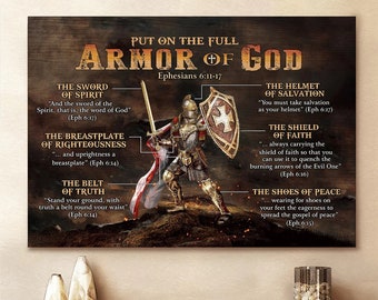 Warrior Of God Put On The Full Armor Of God Canvas Art Bible Verse Wall Art Canvas Wall Art Canvas Picture Home Decor Jesus Christ Gift