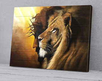 The Lion of Judah Jesus Christ Wall Art Canvas Jesus and Lion Picture Jesus Home Decor God Canvas Prints Jesus Canvas Art Christian Wall Art