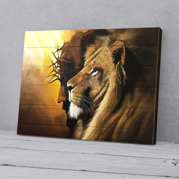 De Leeuw van Juda Jezus Christus Wall Art Canvas Jezus en Leeuw Foto Jezus Home Decor God Canvas Prints Jezus Canvas Art Christian Wall Art