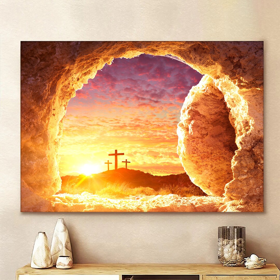 God Is Risen He is Risen Canvas Empty Tomb Wall Art Canvas God Canvas Wall Art ...