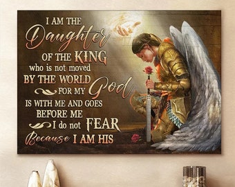 Woman warrior Angel wings Jesus I am the daughter of the King Canvas Wall Art Canvas Picture Jesus Home Decor God Canvas Prints Jesus Canvas