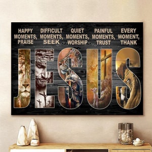 Every Moment Thank Jesus Wall Art Canvas Picture Jesus Home Decor God Canvas Prints Jesus Canvas Wall Art God Jesus Poster Christ Gift