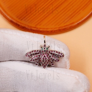 925 Sterling Silver Ruby Bee Pendant.