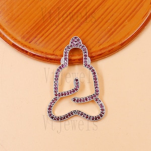 925 Sterling Silver Ruby Buddha Outline Pendant Charm