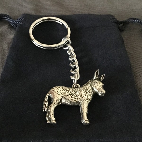 Beautiful Donkey Sliver Pewter Keyring With Gift Bag