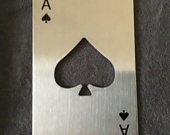 Stainless Steel Poker Ace Bottle Opener With Gift Bag