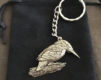 Beautiful Kingfisher Sliver Pewter Keyring With Gift Bag