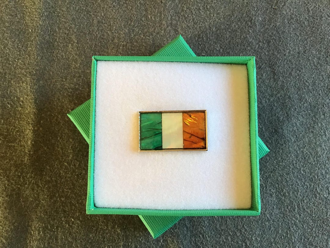 Ireland/irish Flag Inlaid Paua Shell Pin Badge - Etsy