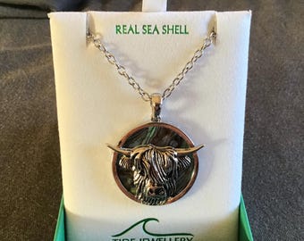 Eingelegte Paua Shell Kuh Halskette
