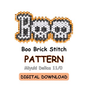 Padrão de letra Miyuki Boo: design de caveira assustadora com contas Delica para contas de Halloween