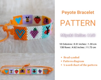 Patrón de pulsera Miyuki 11/0, puntada de cuentas de peyote, patrón de pulsera fácil, joyería Miyuki Delica, cuentas, patrón de cuentas de semillas, peyote colorido jw