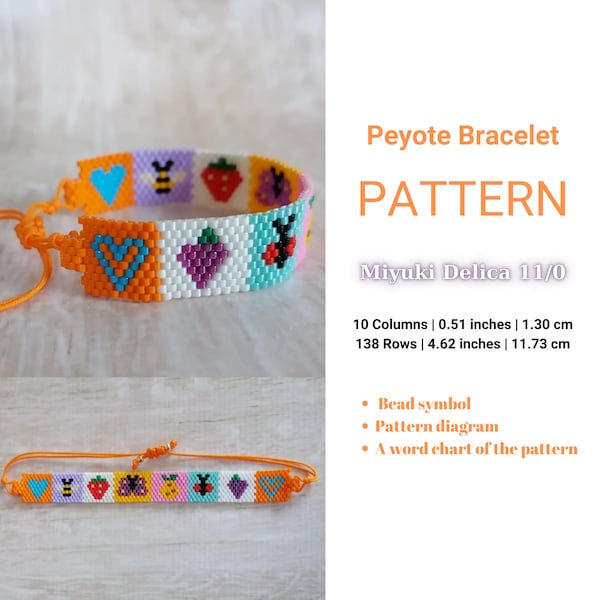 Miyuki 11/0 Bracelet Pattern,Peyote Beads Stitch,Easy Bracelet Pattern,Miyuki Delica Jewelry,Beadwork,Seed Bead Pattern,Peyote Colorful jw