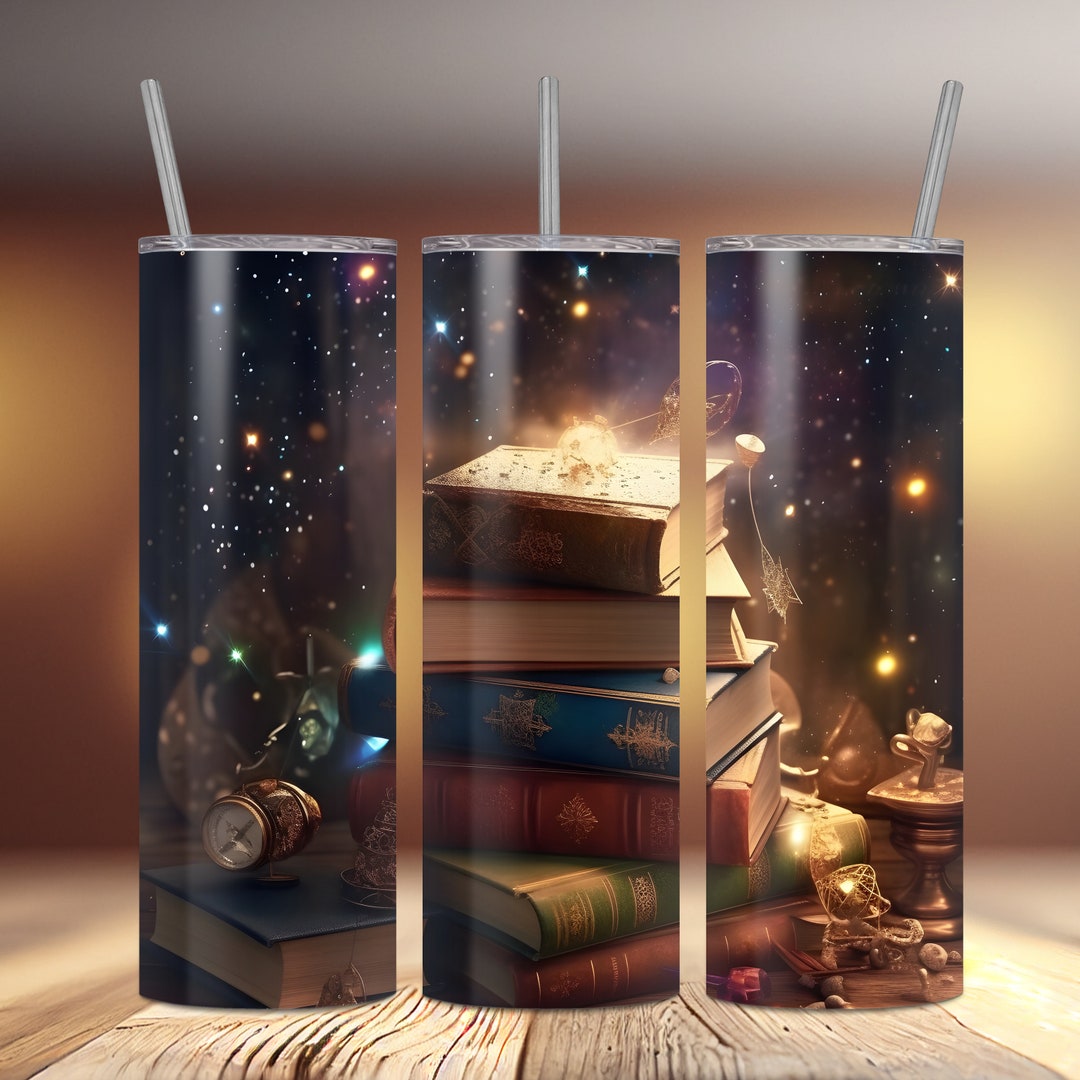 Tumbler Wrap Design Cozy Magic Library Bookworm Book Lover Sublimation ...