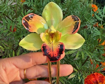 Handmade Clay Orchid Hair Pins