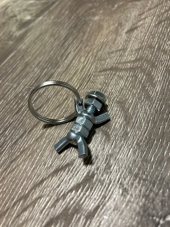Portachiavi 3D A Forma Di Dado In Lega Di Zinco – Ciondolo Portafortuna In Acciaio Ossidabile – Regalo Uomo Auto, Argento, 7,5x3 Cm