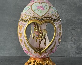 Franklin Mint Carousel Musical Egg.gold Detailed Horse.faberge Egg
