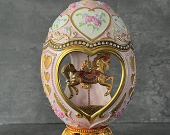Franklin Mint Carousel Musical Egg.gold Detailed Horse.faberge Egg