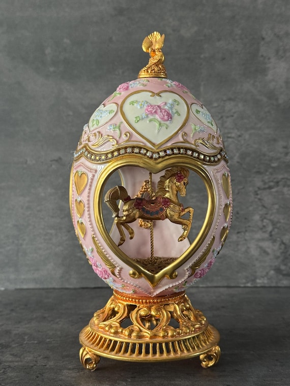Franklin Mint Carousel Musical Egg.gold Detailed Horse.faberge Egg