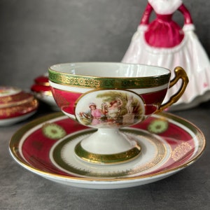 Antique Epiag Royal Czechoslovakia Footed Tea Cup and Saucer