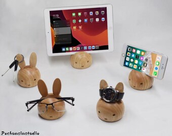 Phone Stand Creative Tablet Stand Cute Rabbit Glasses Stand Original Watch Holder Personalized Desk Decor Office Gift for him