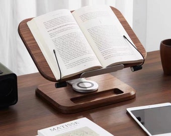 Book Stand Wood Book Holder Handmade Book Shelf Adjustable Book Display Portable Stand for Bible|Recipe|Cookbook|Reading|Laptop|Tablet