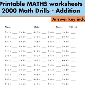 Fiches d&#39;exercices de maths, exercice de calcul sur les additions, nombres de 0 à 9 imprimables, pratique du comptage rapide, devoirs sur les additions, fiche d&#39;exercices de maths, réponses incluses