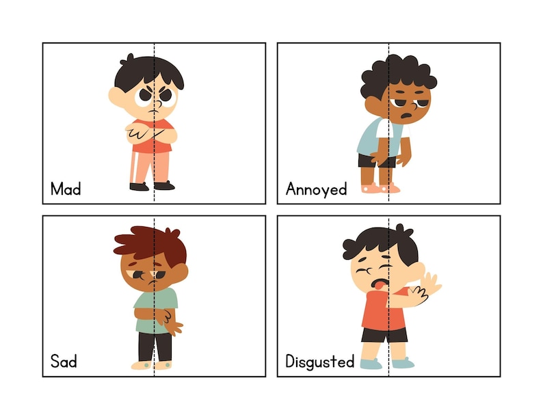 44 Emotions Matching Cards for Kids Printable PDF, Feelings Memory Game ...