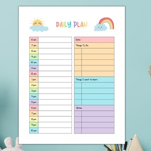 Magischer Regenbogen Kinder Kalender zum Ausdrucken, Homeschool Kleinkind Stundenplan, Digitaler Planer, Sofortiger Digitaler Download, Organisation der Hausaufgaben