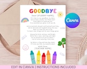 End of Year Poem from Preschool Teacher, Editable Goodbye Letter for Student, Last Day of School Keepsake, PreK Kindergarten Graduation Card