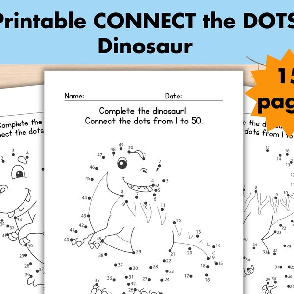 15 connect the dots dinosaur pages,printable preschool dot to dot worksheet for kids,homeschool busy book curriculum learning,dinosaur party