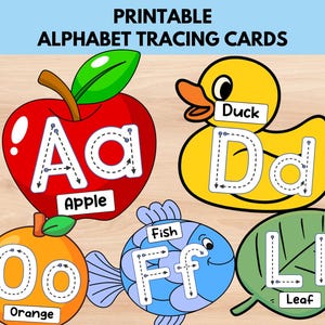 26 Letter Tracing Cards, Preschool Tracing Cards Activity, ABC Flashcards, Printable Homeschool Worksheet, Back To School Montessori Toy image 1