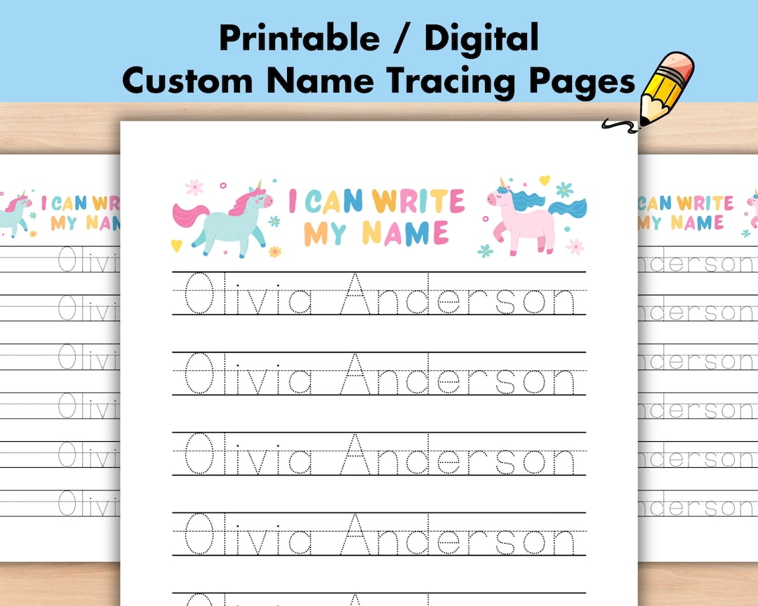 Custom Name Tracing Practice Rainbow Personalized Name Trace ...