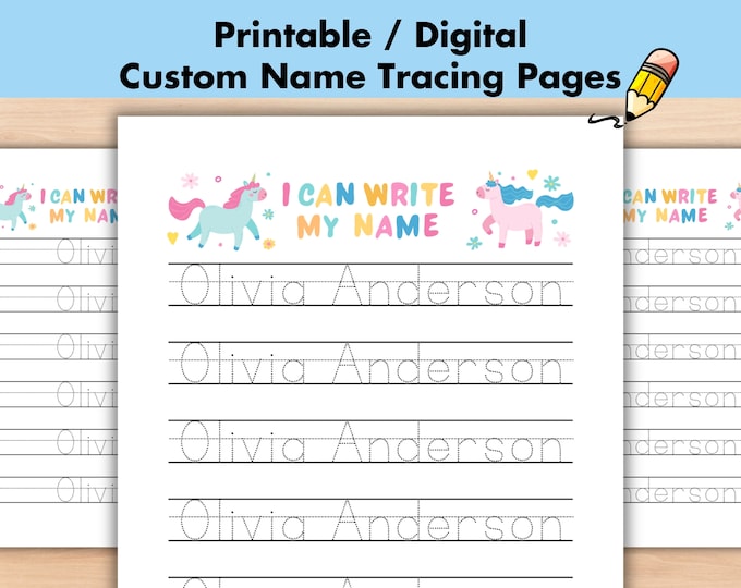 Mermaid Custom Name Tracing Sheet Personalized Name Trace Handwriting ...