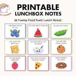 Carte de correspondance drôle de boîte à lunch, blagues drôles de jeux de mots, carte d'affirmation de note de déjeuner imprimable pour enfant, carte d'encouragement pour la motivation de la rentrée