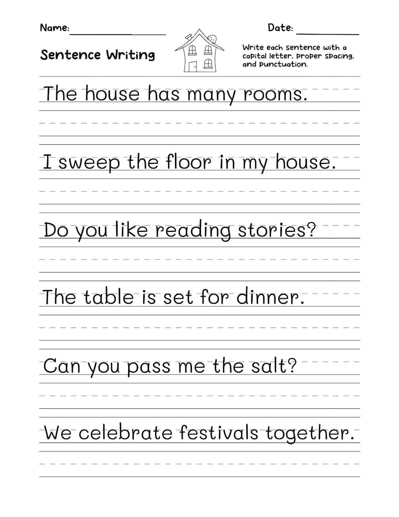 720 Write the Sentence Worksheets , Printable Copy Sentence Handwriting Practice, 1st-3rd Grade ELA, Sight Word Homeschool PDF, Morning Work image 7