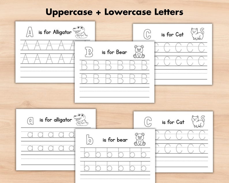 56 Alphabet Tracing Workbook Printable, ABC Animal Letter Practice Page ...