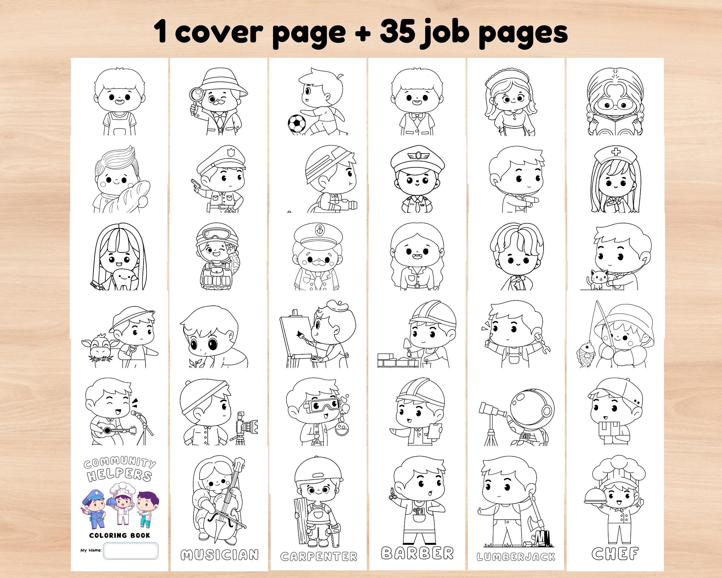 35 Community Helpers Coloring Page, Job Career Day Coloring Book ...