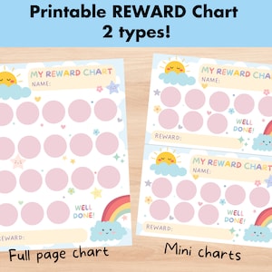 Druckbare Belohnungstabelle Kleinkind, Regenbogen Belohnungstabelle Mini, Kinder Routine Tracker, digitaler Sofort Download, Töpfchen-Training für Kinder, Kinder