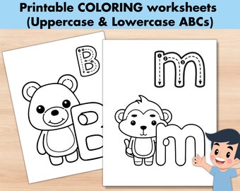 Preschool Alphabet Coloring Pages, Preschool Letters of the Week, Toddler A to Z ABC Worksheets, Printable Kids Activity, Big Learning abc
