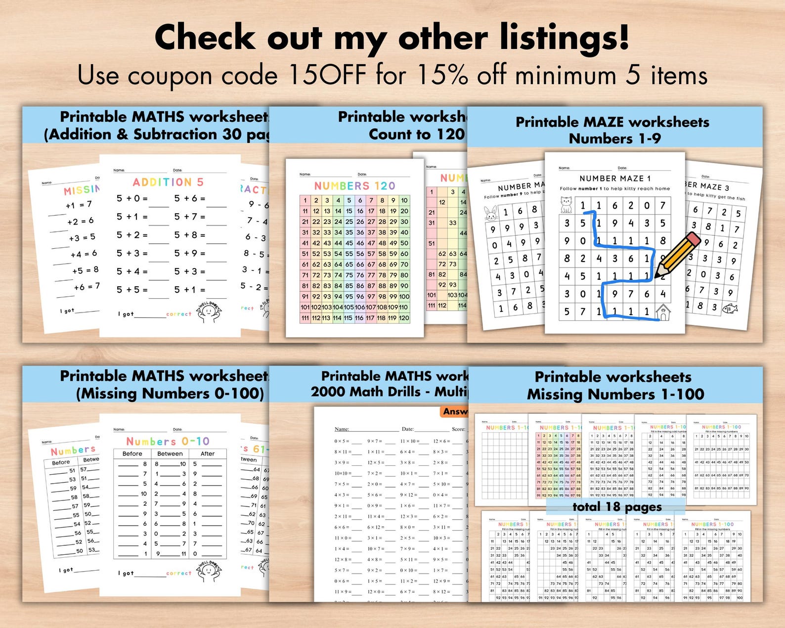 20 Printable Multiplication Worksheets, Maths Drills, Fill in the ...